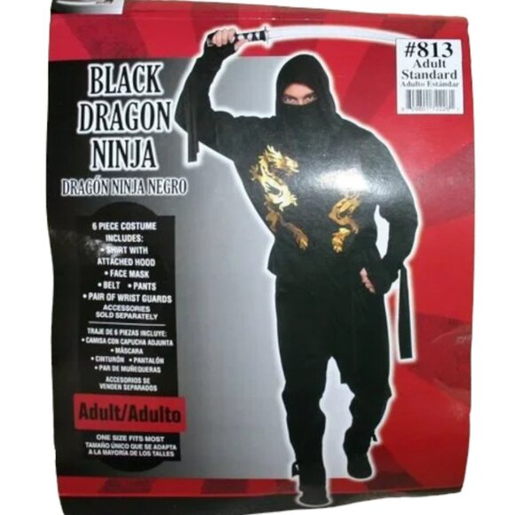 Black Dragon Ninja HALLOWEEN Costume Size Adult Standard - Picture 2 of 12